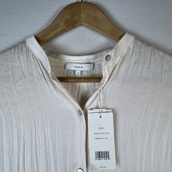Vince Medium sleeveless career button front pleated top shirt New $275.00 NWT - Picture 2 of 10